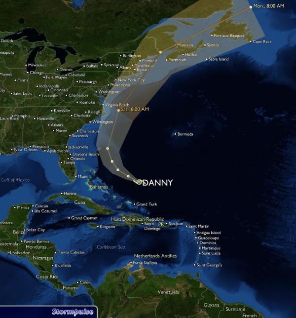 Trayectoria Huracan Danny
