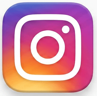 Instagram logo with purple, pink, orange gradient background and white camera outline